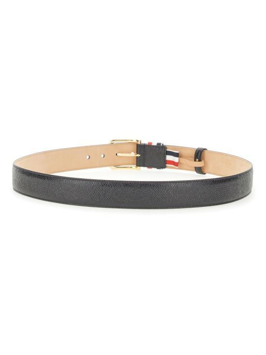 THOM BROWNE Pebbled Calfskin Leather Belt MCX039A 00198 001 BLACK DOM