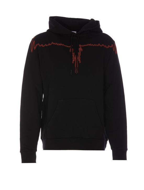 Marcelo Burlon Black Cotton Logo Print Hoodie for Women CMBB007 F23 FLE0041020