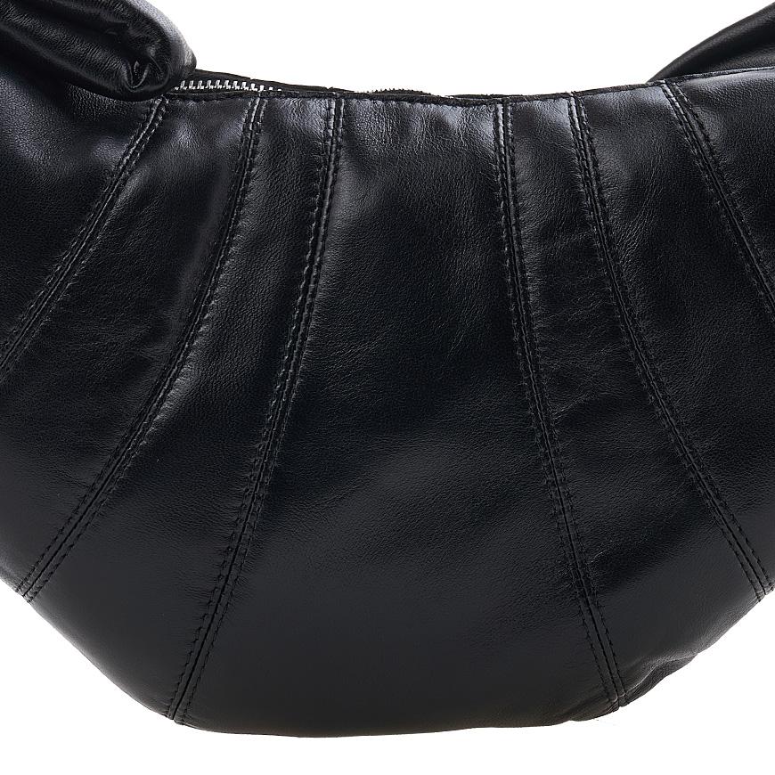 Lemaire Unisex Small Croissant Shoulder Bag Black Leather Crossbody