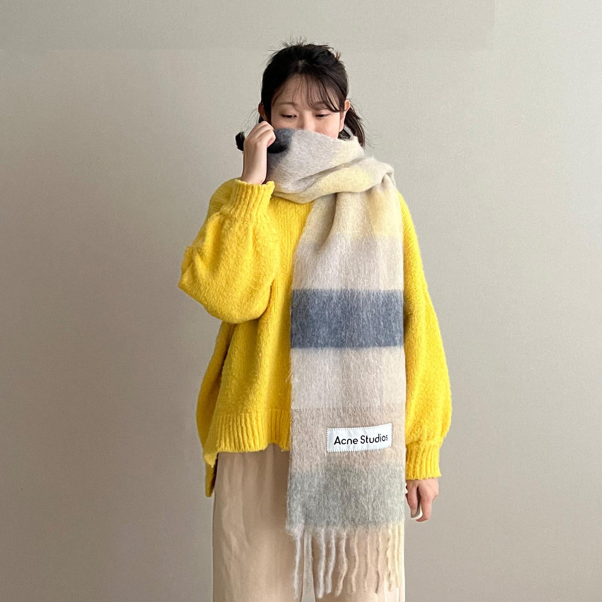 Acne Studios Check Alpaca Scarf Fuchsia CA0084