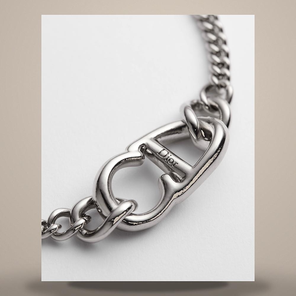 DIOR CD Icon Slim Chain Link Necklace Silver-Tone Brass N3793HOMMT D000
