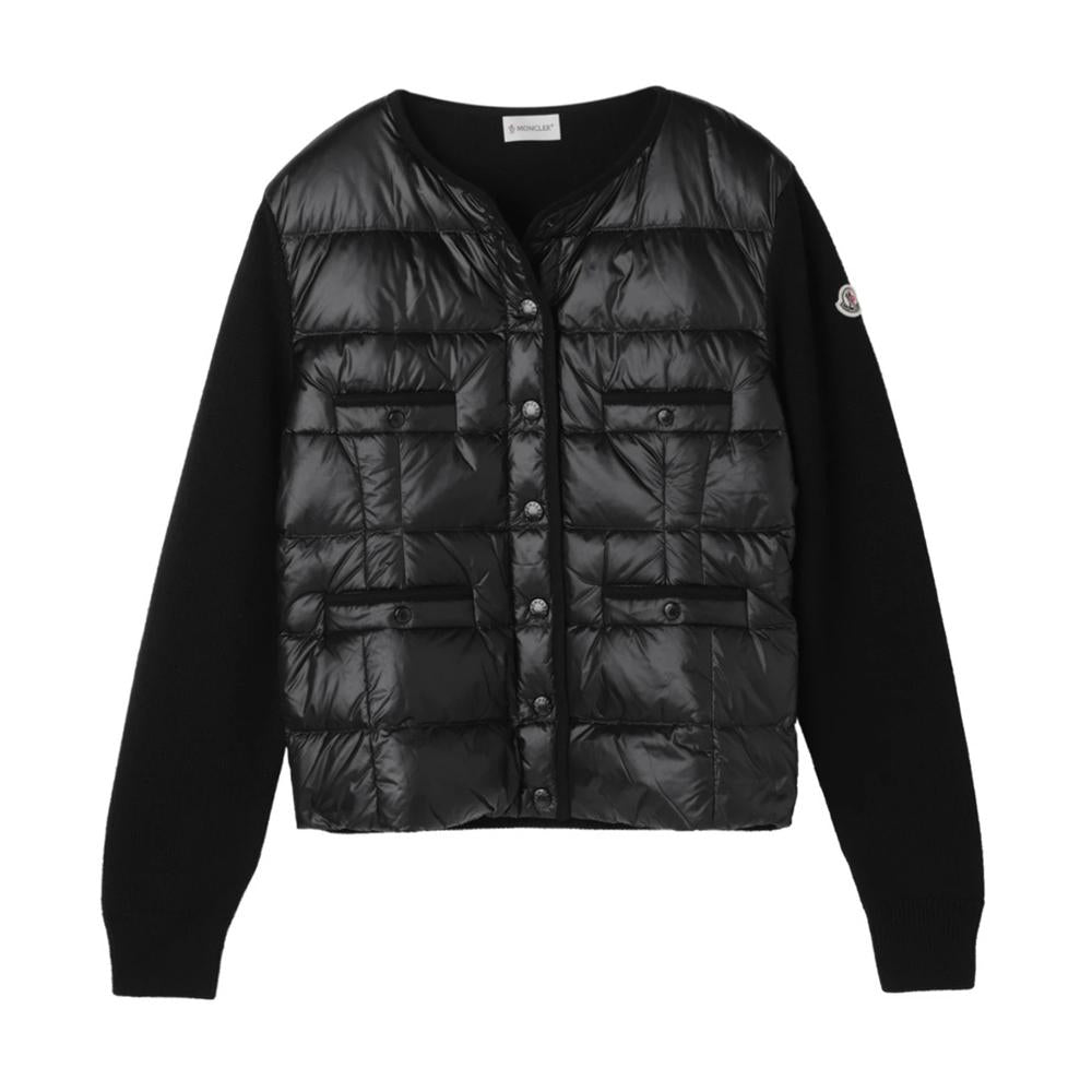 Moncler Logo Knit Mix Down Puffer Jacket for Women 093 9B000 25 M1131 999