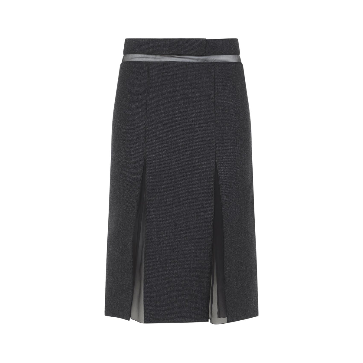 PRADA Black Wool Blend Midi Skirt