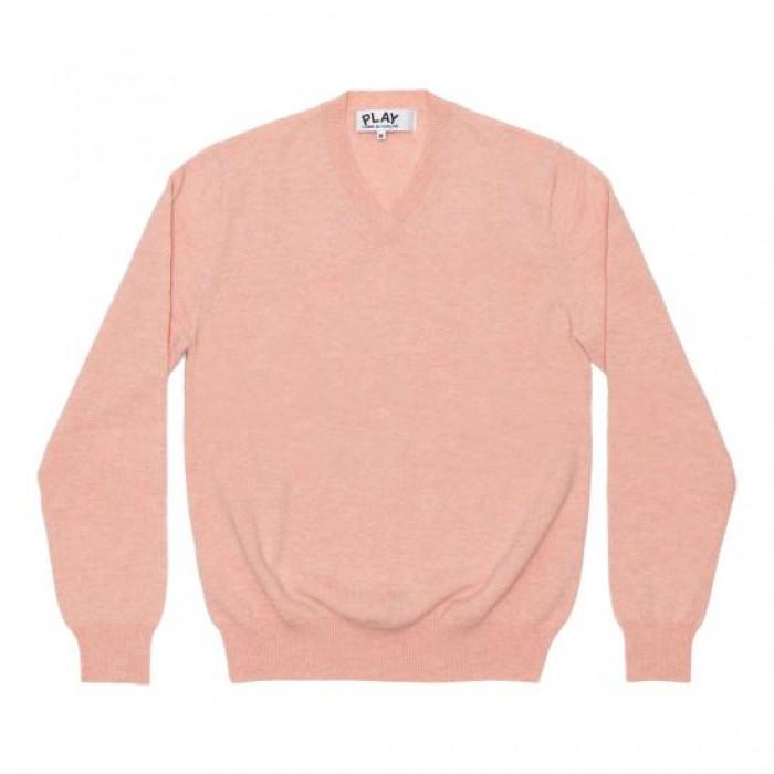 Comme des Garcons Small Red Heart Patch V-Neck Wool Sweater Men AX N090 051 5