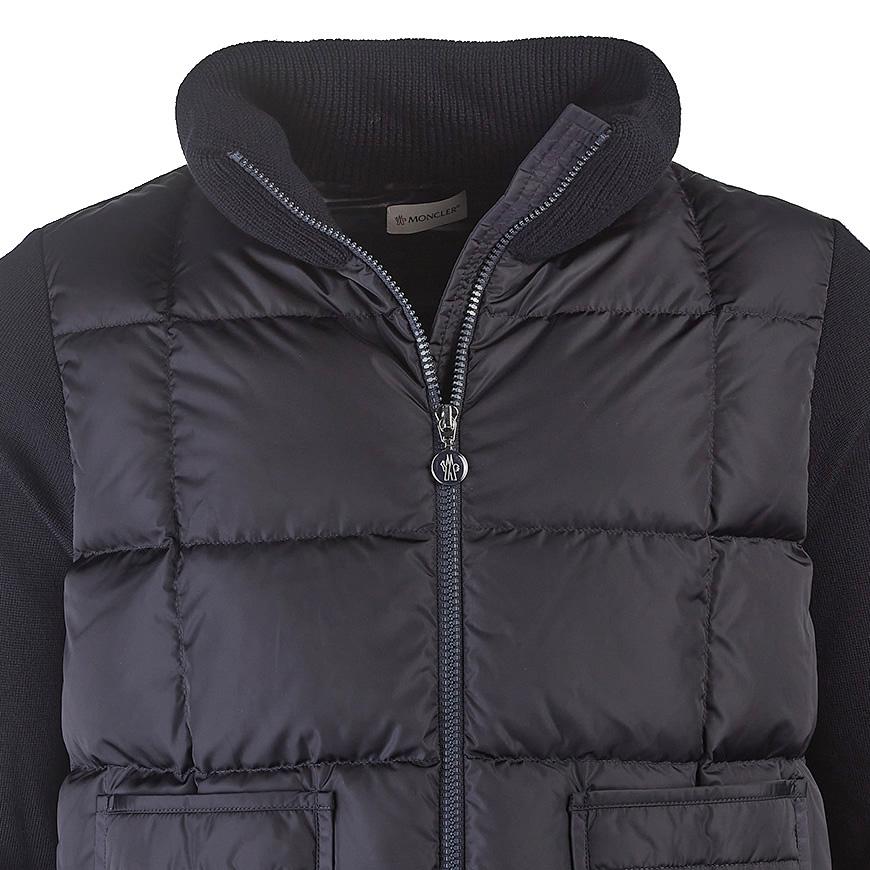 Moncler Women High Collar Padded Cardigan Navy Knit