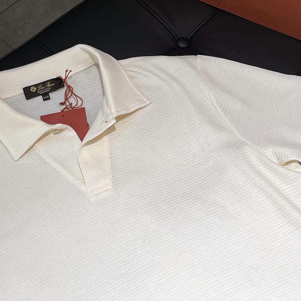 Loro Piana Perlé de Ope Cotton Polo Shirt Ivory Men’s