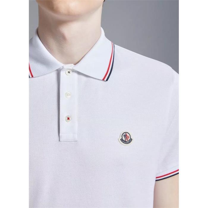 Moncler Triple Stripe Lining Logo Patch Short Sleeve Polo Shirt