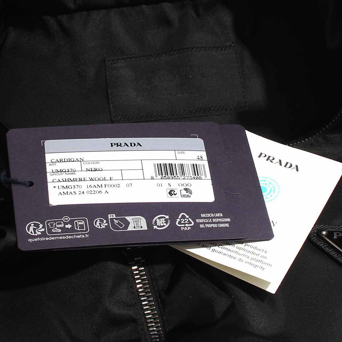 PRADA Black Cashmere Wool Hooded Zip Jacket for Men UMG370 16AM F0002