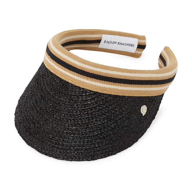 HELEN KAMINSKI Bianca 8 Stripe Women’s Visor Cap HAT52203 CHARCOAL BLACK STRIPE