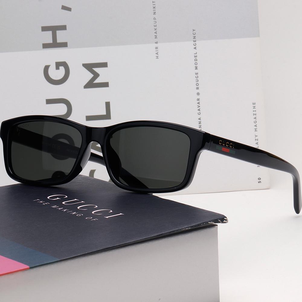 GUCCI Rectangular Acetate Sunglasses Unisex Asian Fit Black GG1986 SA 001