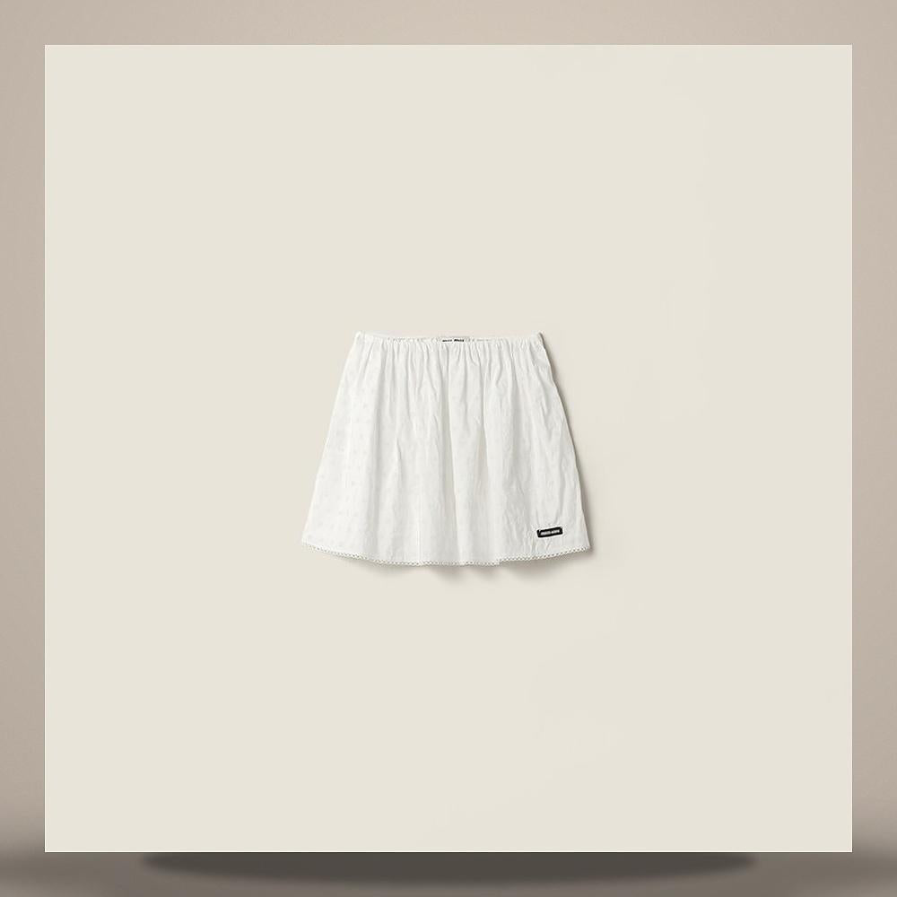 Miu Miu Slub Eyelet Poplin Midi Skirt MG2711 196K F0009