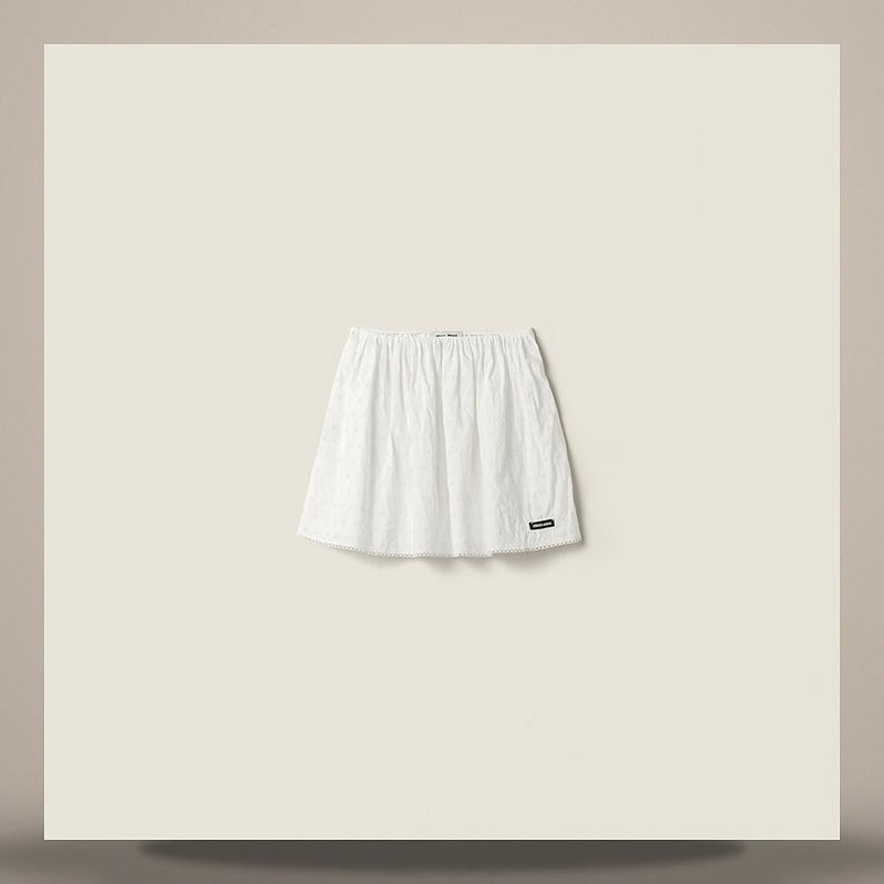 Miu Miu Slub Eyelet Poplin Midi Skirt MG2711 196K F0009