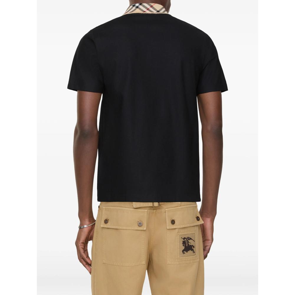 BURBERRY Black Cotton Short Sleeve Polo Shirt for Men