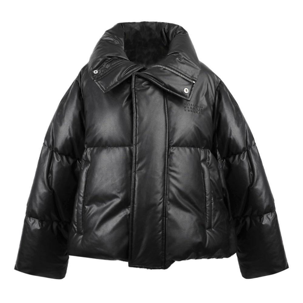 MM6 Padded Faux Leather Puffer Jacket