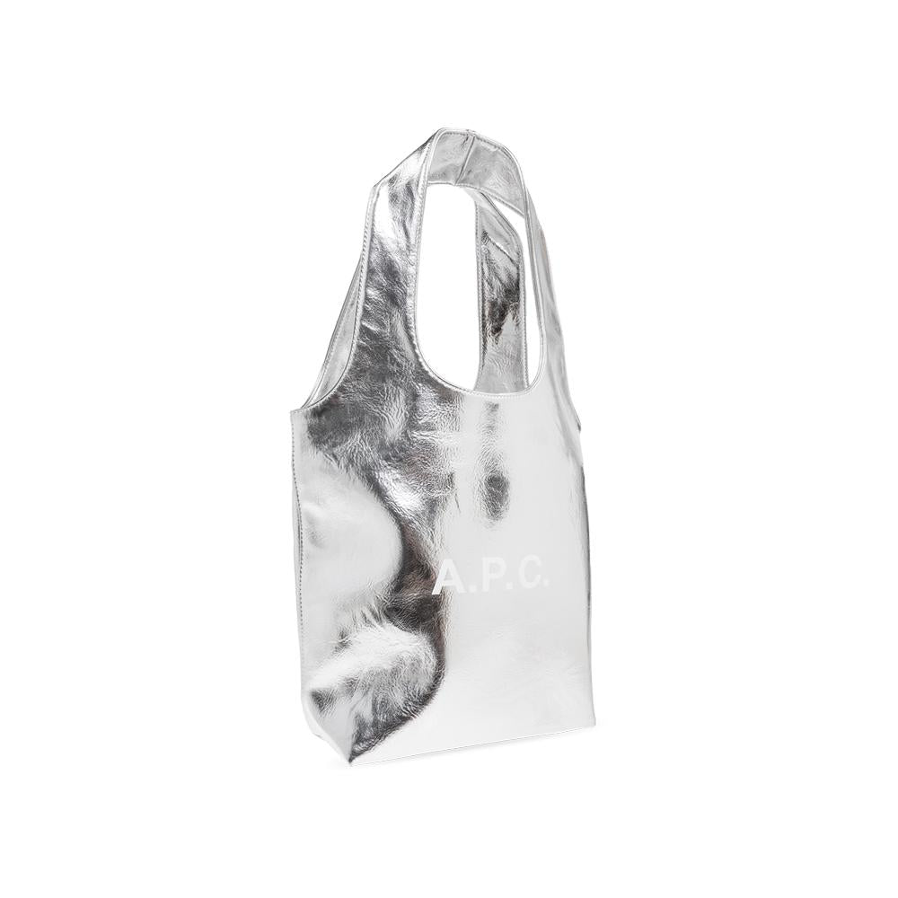 A.P.C. Ninon Small Tote Bag Metallic Silver PU Leather M61861 RAB