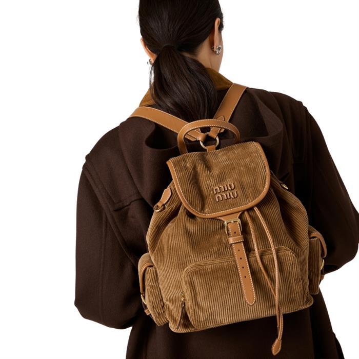 Miu Miu Corduroy Large Backpack Black