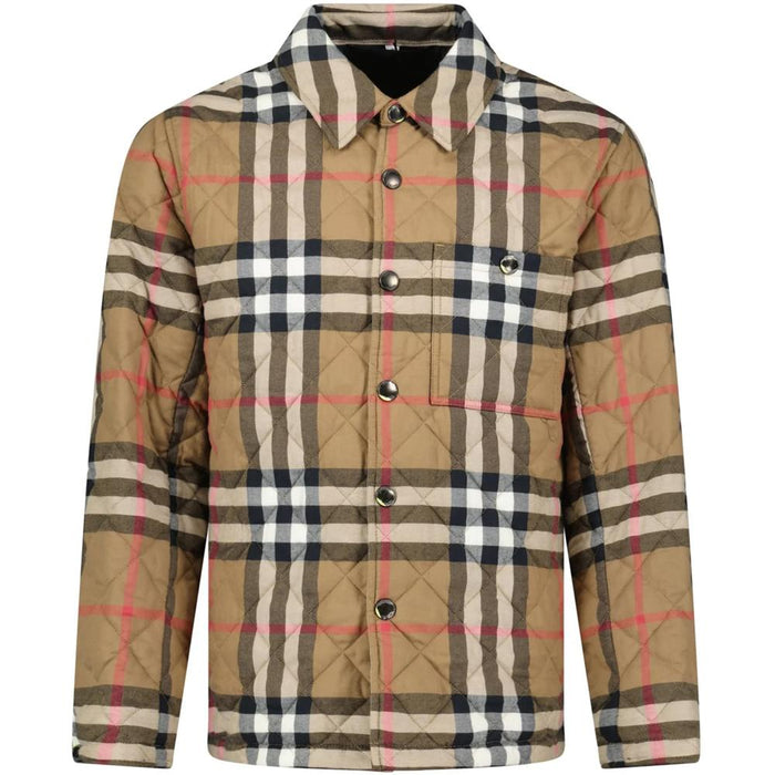 BURBERRY Forres Check Quilted Jacket Taupe Brown Men’s 8084187