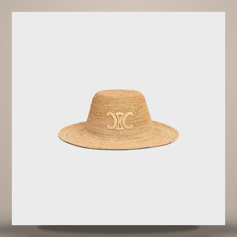 CELINE Triomphe Raffia Natural Bucket Hat AA0580S96 03NA