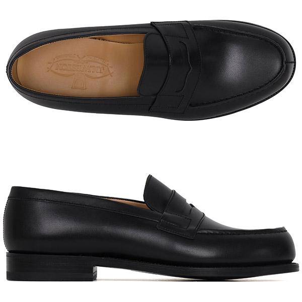 J.M. WESTON Black Leather 180 Loafers E Width 11411011801F BLACK
