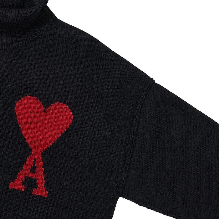 AMI Unisex Big Heart Logo Wool Turtleneck Sweater 018 009