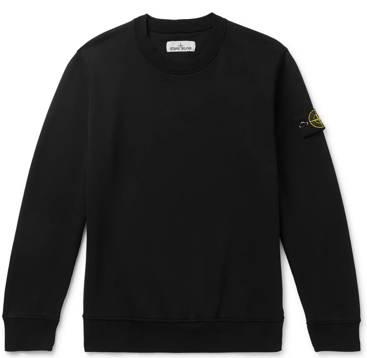 STONE ISLAND Cotton Compass Patch Crewneck Sweatshirt Black 6100044 S0051 V0029