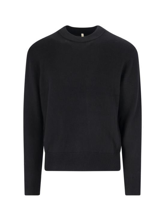 SUNFLOWER Black Round Neck Knit Sweater for Men