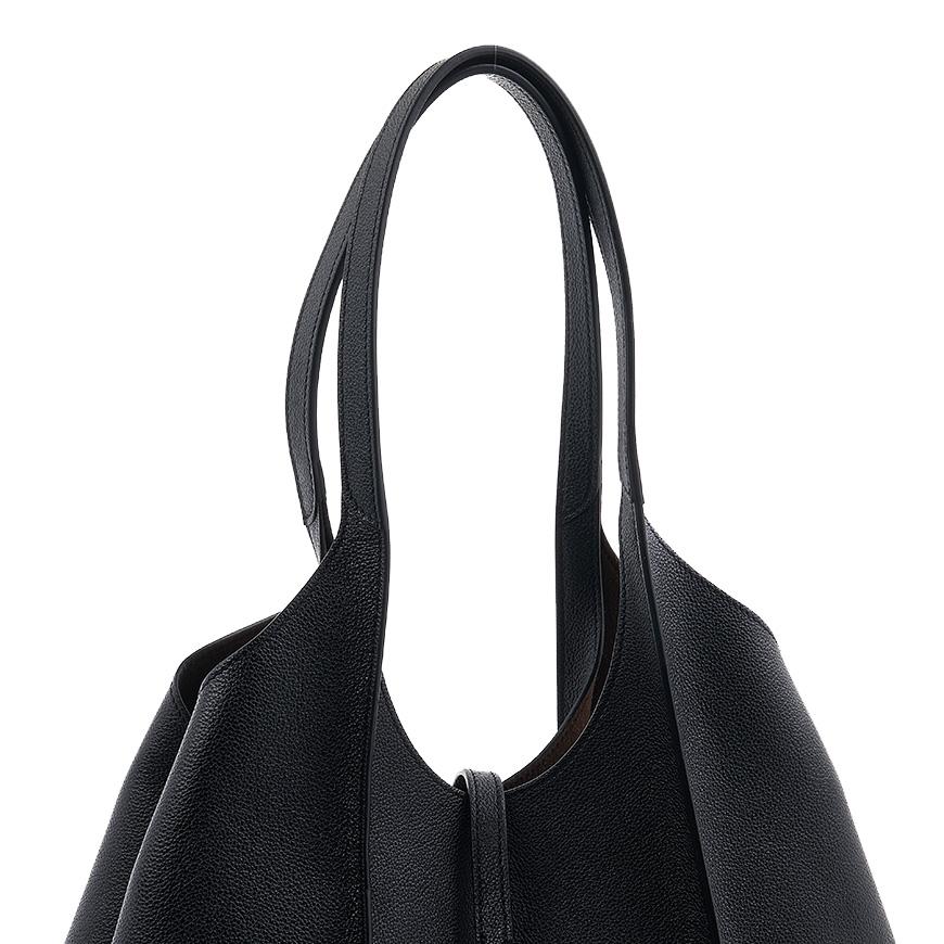 Tods Timeless T Shopper Tote Bag Black Leather Women