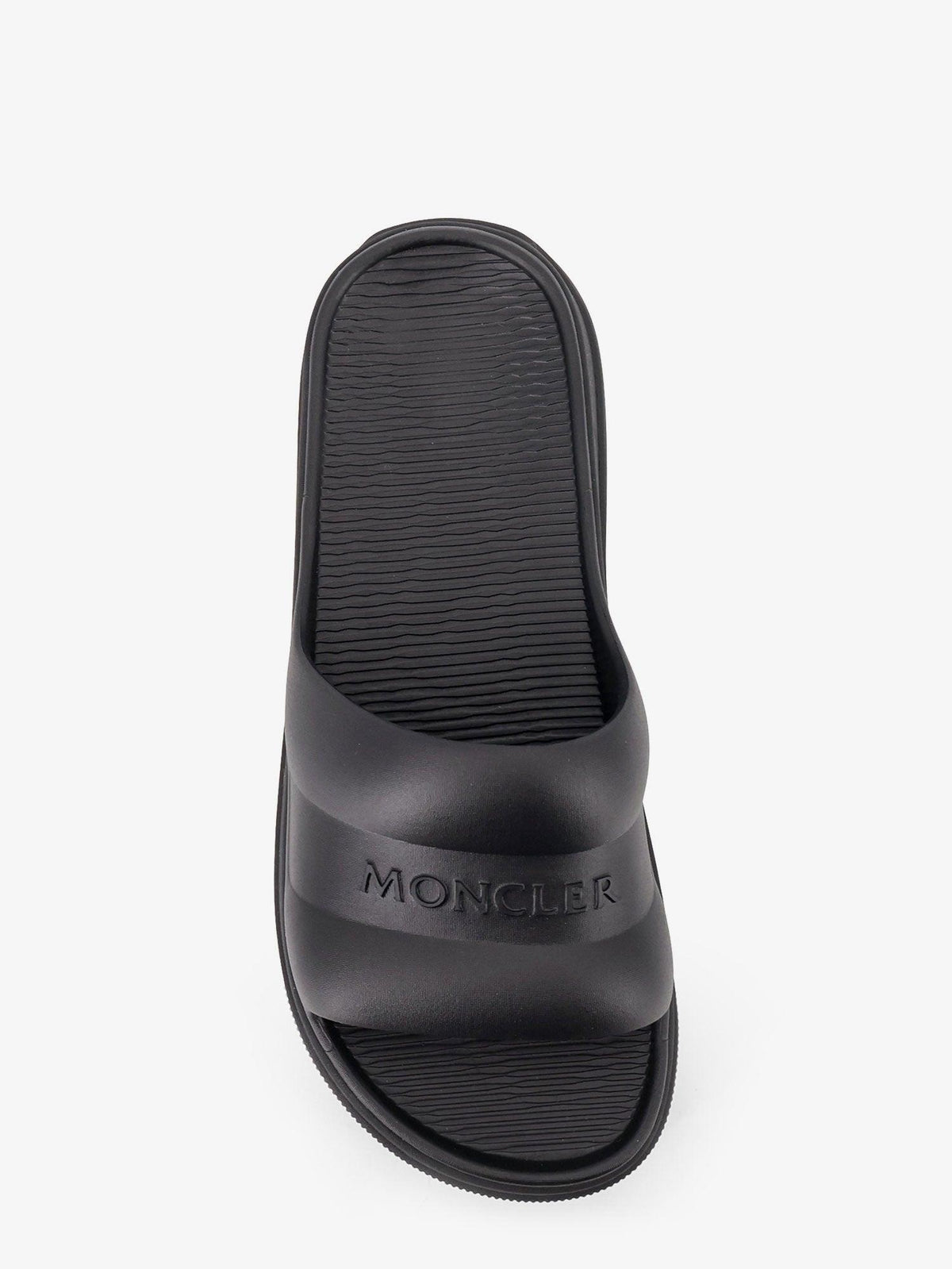 Moncler Black Leather Slide Sandals