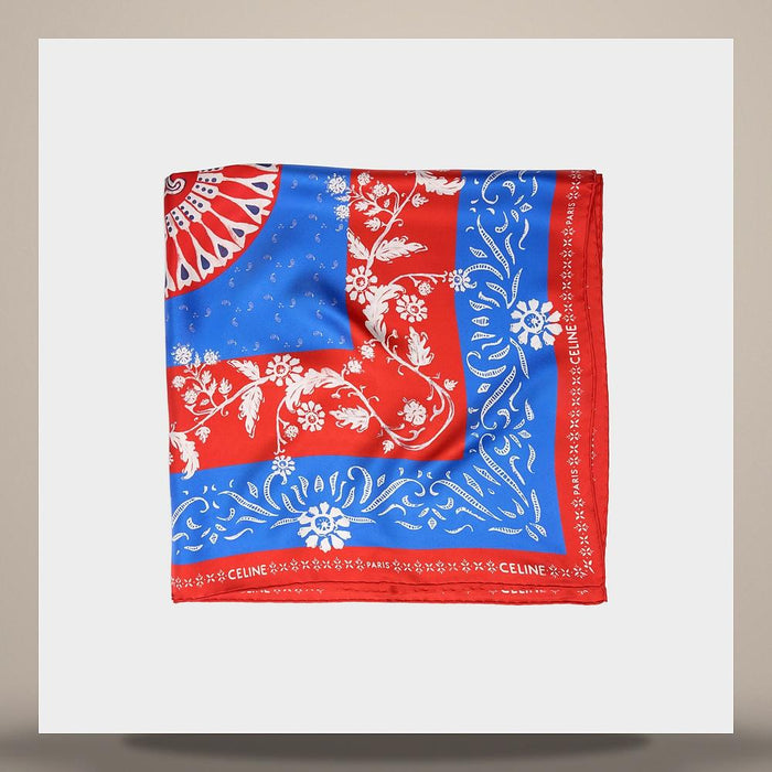 CELINE Square Silk Twill Scarf White Black 2AW902R30 01WB