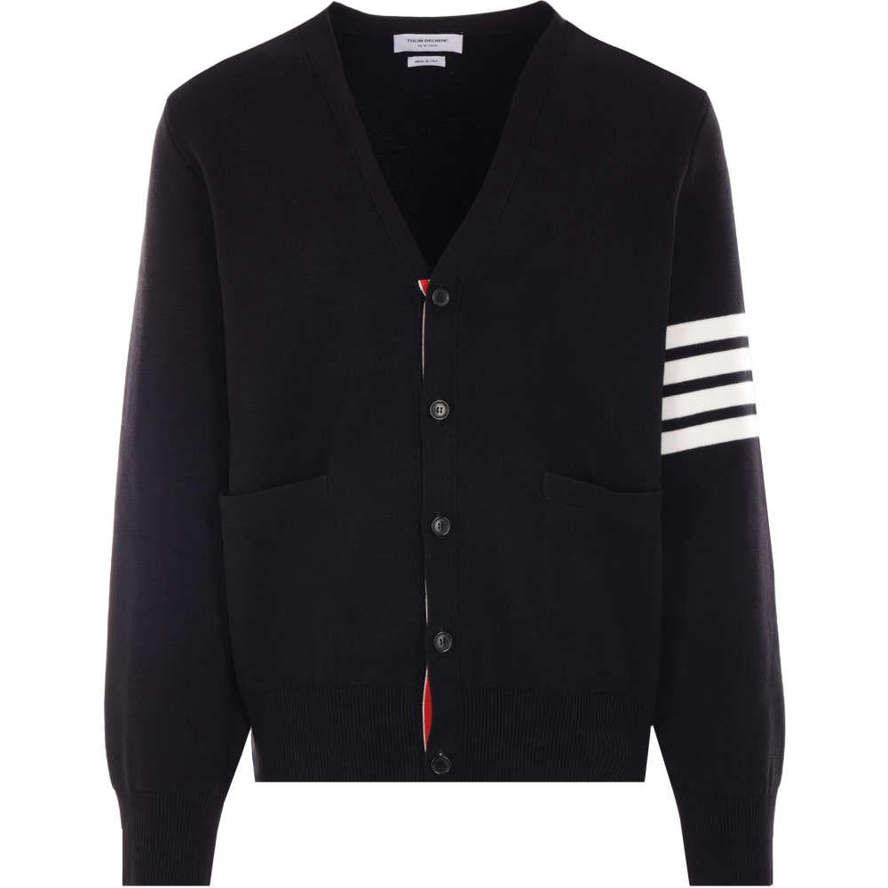 THOM BROWNE Black Milano Stitch Armband Stripe Unisex Cardigan