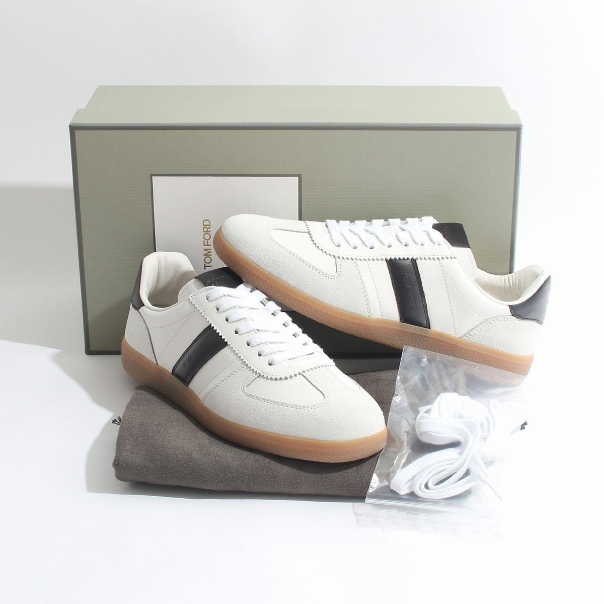 TOM FORD White Archer German Army Low-Top Sneakers J1558 LCL457N 5W028