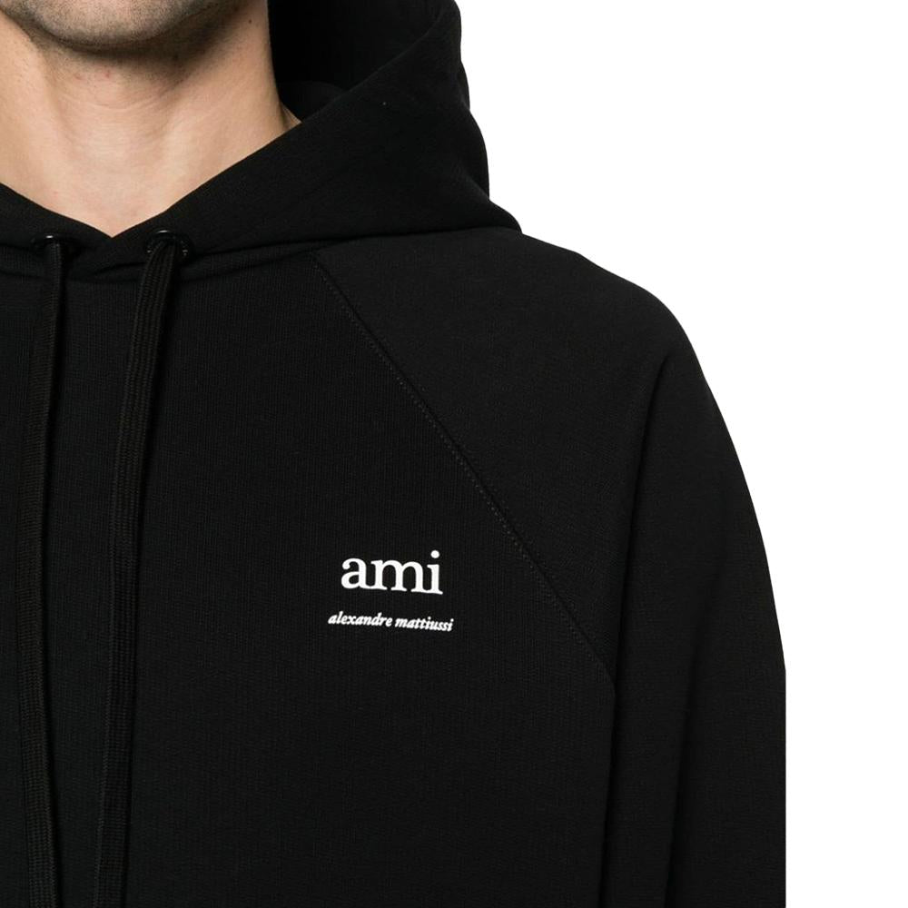 AMI Unisex Cotton Logo Hoodie Black