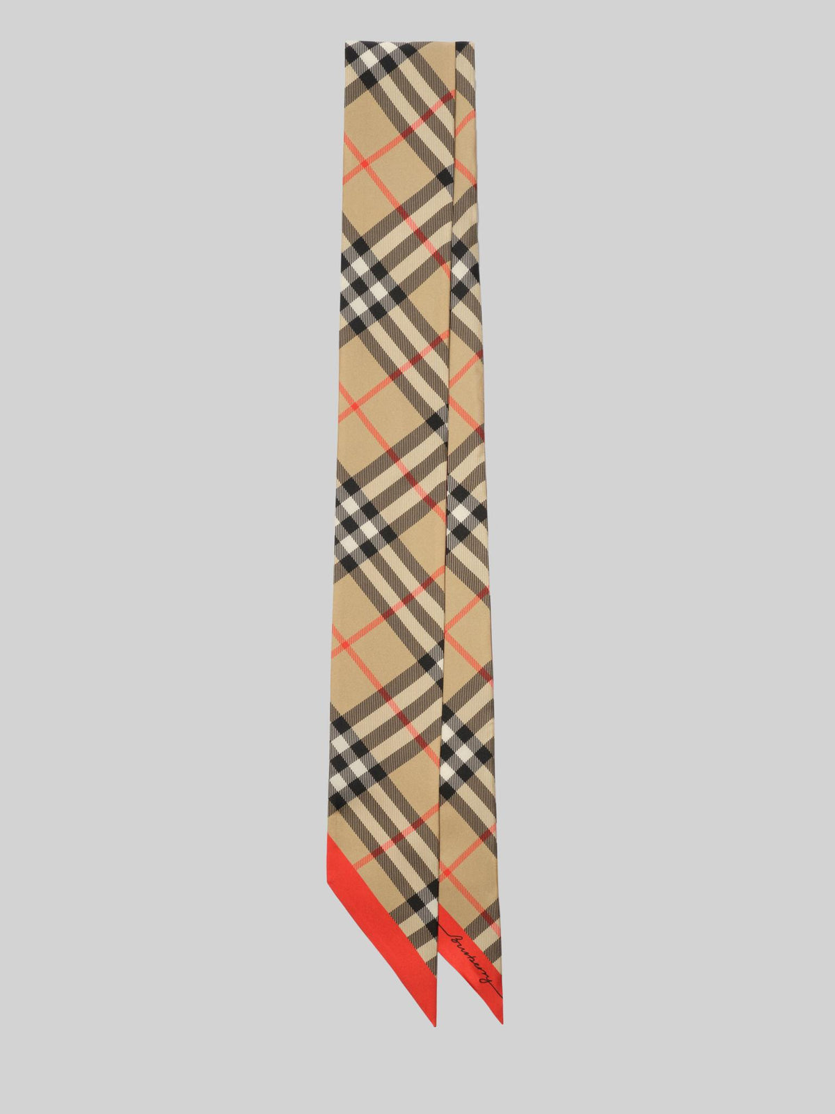 BURBERRY Beige Check Wool Silk Scarf