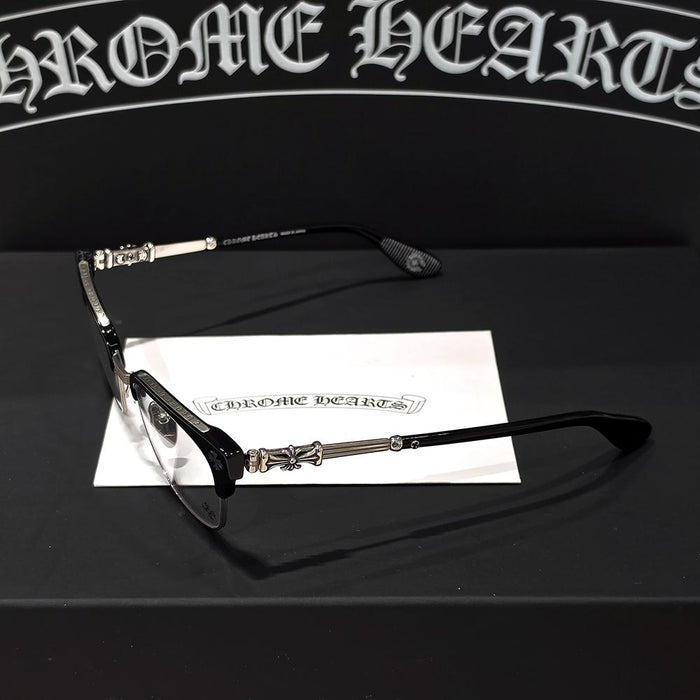 Chrome Hearts Black Glossy Silver-Tone Bonen Neuscher 2 Eyeglasses