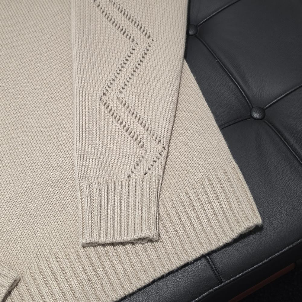 HERMES Mens Joa Et Azure Button Cardigan Taupe Natural Beige Knit