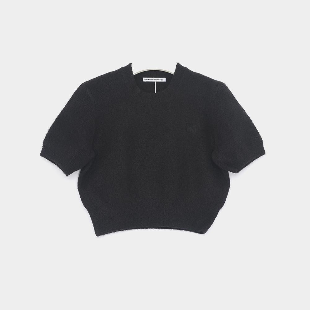 ALEXANDER WANG WANG Logo Cropped Women’s Knit Crewneck Sweater 4KC1251047 001