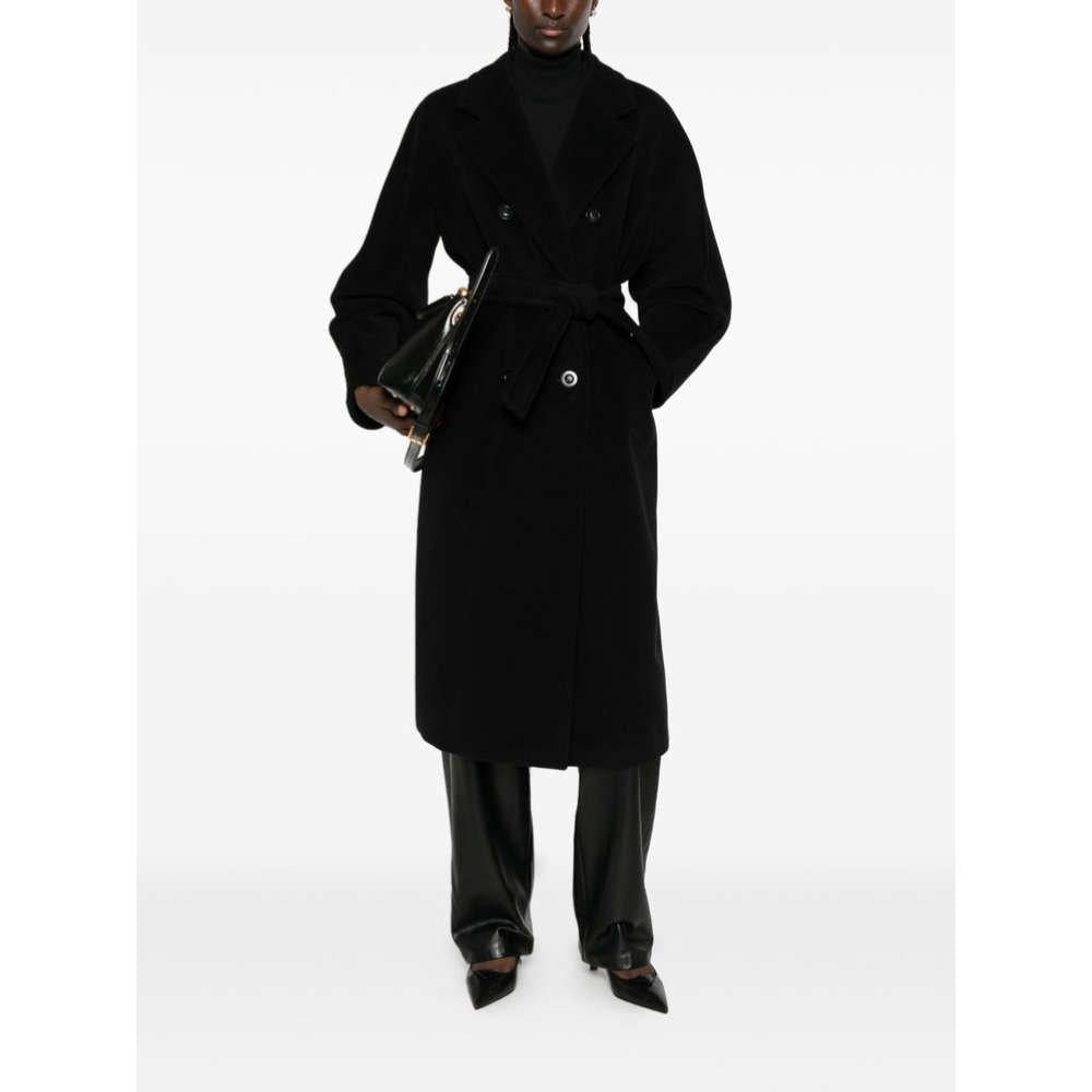 Max Mara Madame 101801 Icon Black Wool Blend Belted Women’s Coat