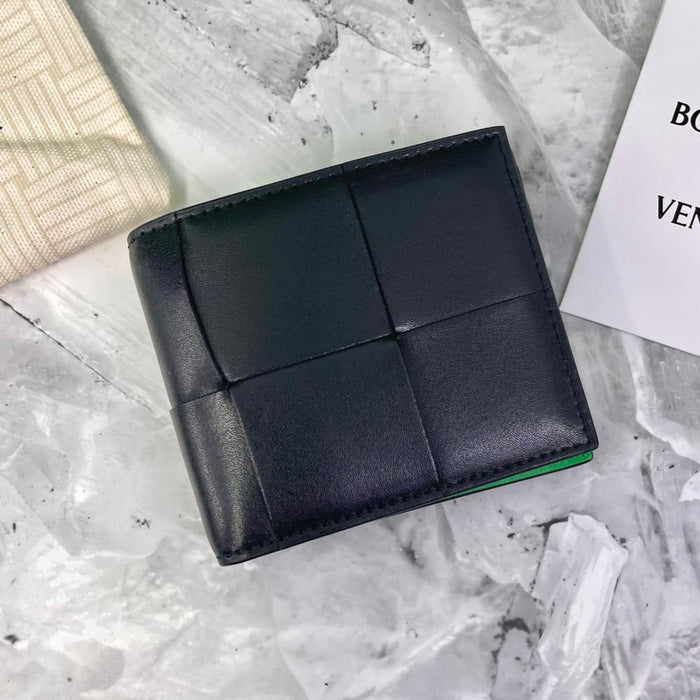 Bottega Veneta Cassette Two-Tone Black Green Bifold Wallet