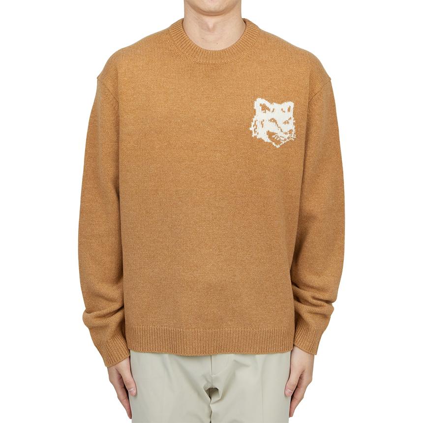 Maison Kitsune Fox Head Intarsia Crewneck Knit Sweater Men NM00808KM0329 P270