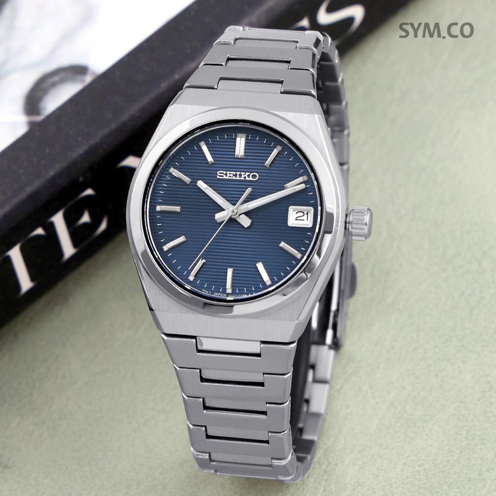 Seiko Sapphire Blue Dial Silver Stainless Steel Dress Casual Watch Wom SUR575 P1