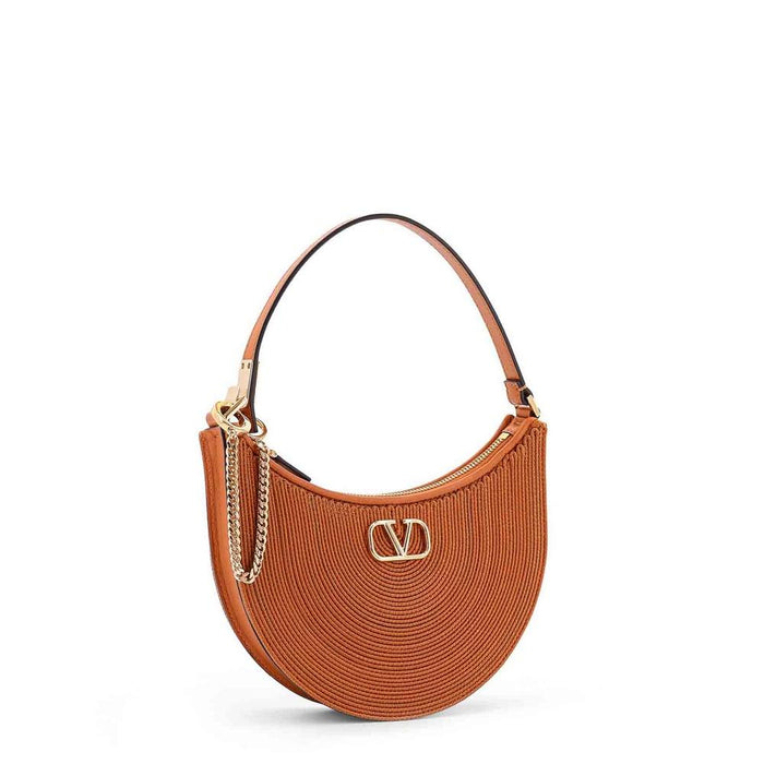VALENTINO V Logo Mini Hobo Bag Shoulder Bag Cream Leather