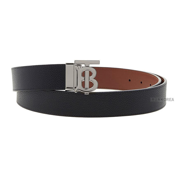 BURBERRY Men’s Reversible TB Plaque Leather Belt Black 35mm