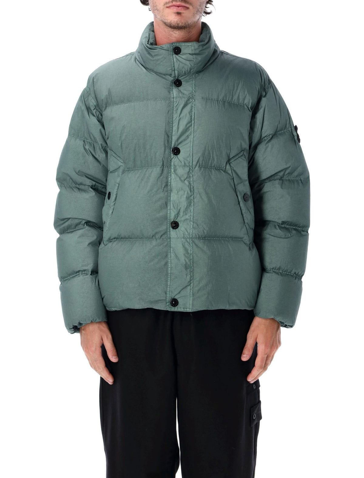 STONE ISLAND Black Down Puffer Jacket for Men