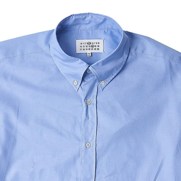 Maison Margiela Back Stitch Cotton Long Sleeve Shirt Navy Men