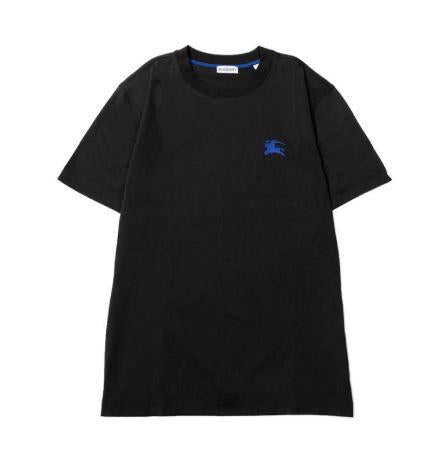 BURBERRY Embroidered Logo Black Short Sleeve Crewneck T-Shirt