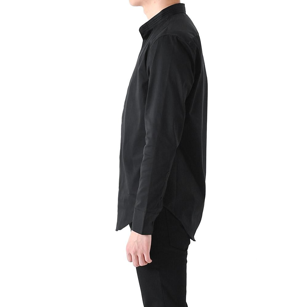 Emporio Armani Banded Collar Black Long Sleeve Shirt