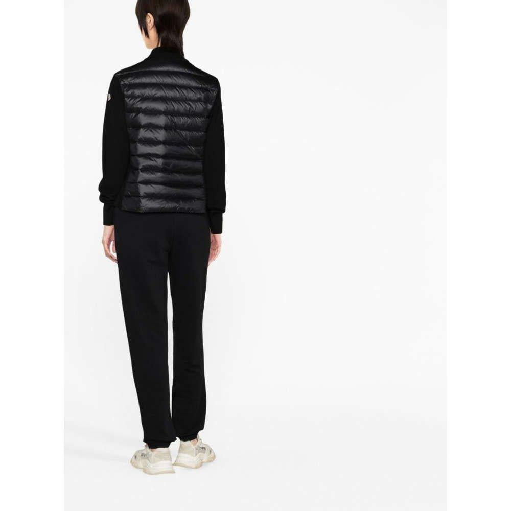 Moncler Logo Patch Black Down Padded Cardigan Jacket for Women