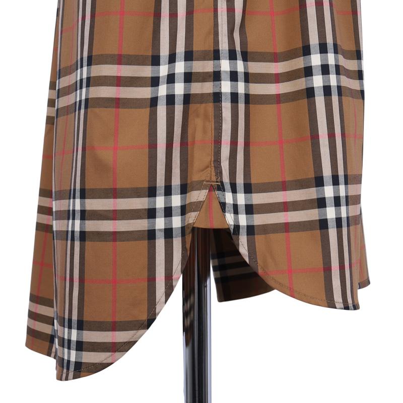 BURBERRY Ivory Check Cotton Shirt Brown Women’s Blouse