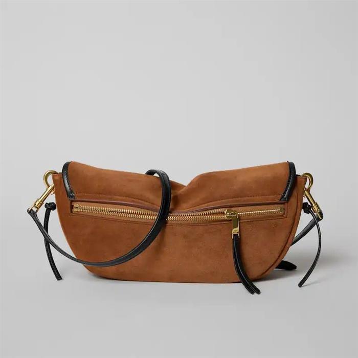 CELINE Little Half Moon Soft Triomphe Suede Calfskin Shoulder Bag