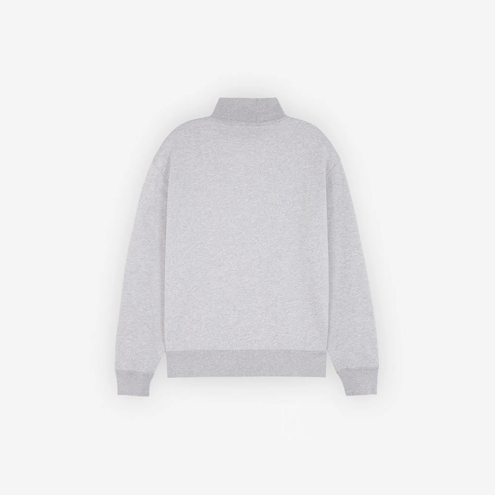 Maison Kitsune Light Gray Melange Fox Head Patch Half Zip Swe MM00314KM0001 H120